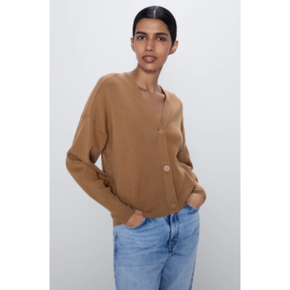 Zara Ribbed Cardigan with buttons Details - Picture 1 of 10